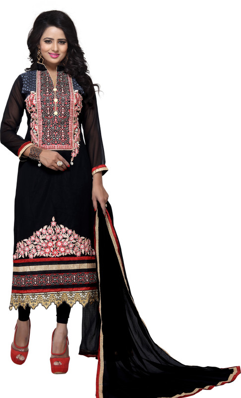 Saumya Designer Poly Georgette Embroidered Salwar Suit Material(Semi Stitched)