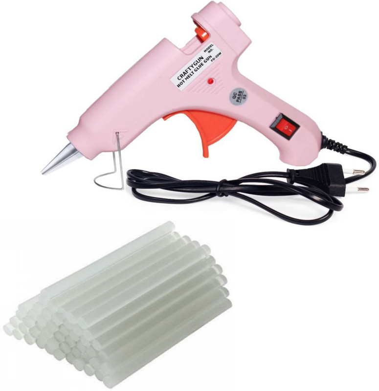 CRAFTYGUN PINK MINI 20 WATT - 25 GLUE STICKS OF 7MM SIZE Standard Temperature Corded Glue Gun(7 mm)