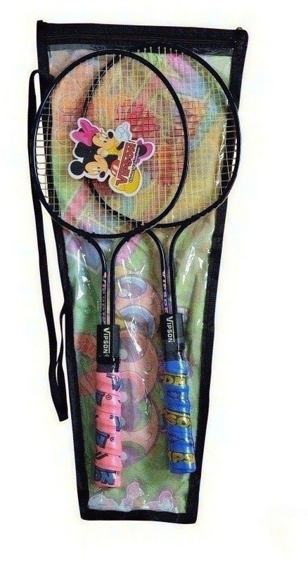 vipson Double Rod Light Weight Strung Badminton Racquet set of 2 For Kids 3 To 8 Years Multicolor Strung Badminton Racquet(Pack of: 2, 350 g)