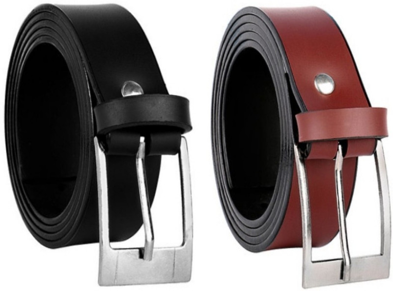 manan fashion Men Formal, Casual Black, Maroon Artificial Leather Belt