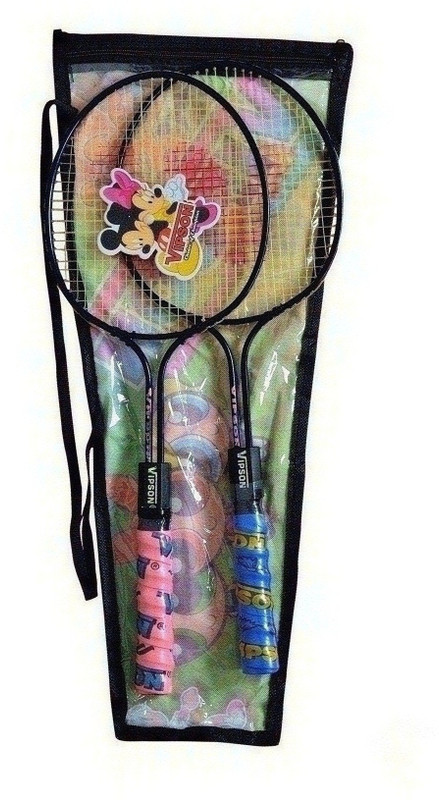 vipson Double Rod Light Weight Youth Badminton Racquet set of 2 For Kids 3 To 8 Years Multicolor Strung Badminton Racquet(Pack of: 2, 350 g)