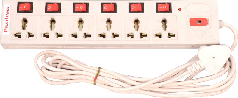 prathana 6+6 SOCKET PROTECTOR 6 Socket Surge Protector(White)