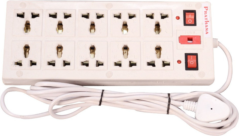 prathana 10+10 SOCKET PROTECTOR 10 Socket Surge Protector(White)