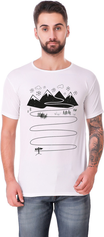 panther sports Printed Men Round Neck White T-Shirt