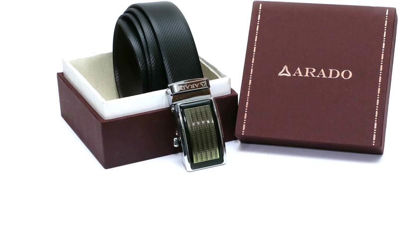 arado Men Evening, Formal Black Genuine Leather Reversible Belt