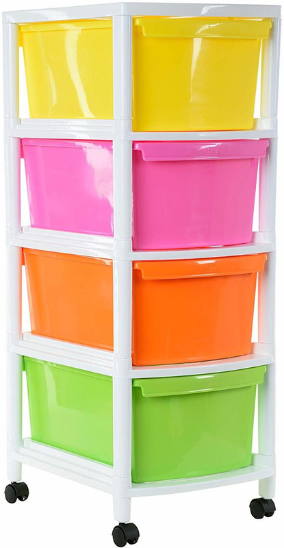 tupperkart Plastic Free Standing Chest of Drawers(Finish Color - Multi color, Door Type- Folding)