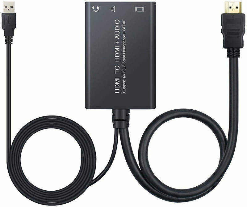 Microware HDMI Male to HDMI Female+3.5mm Audio Jack+Optical SPDIF Toslink Adapter 0.045 m HDMI Adapter(Compatible with hdtv, PlayStation 4, laptop, Black)