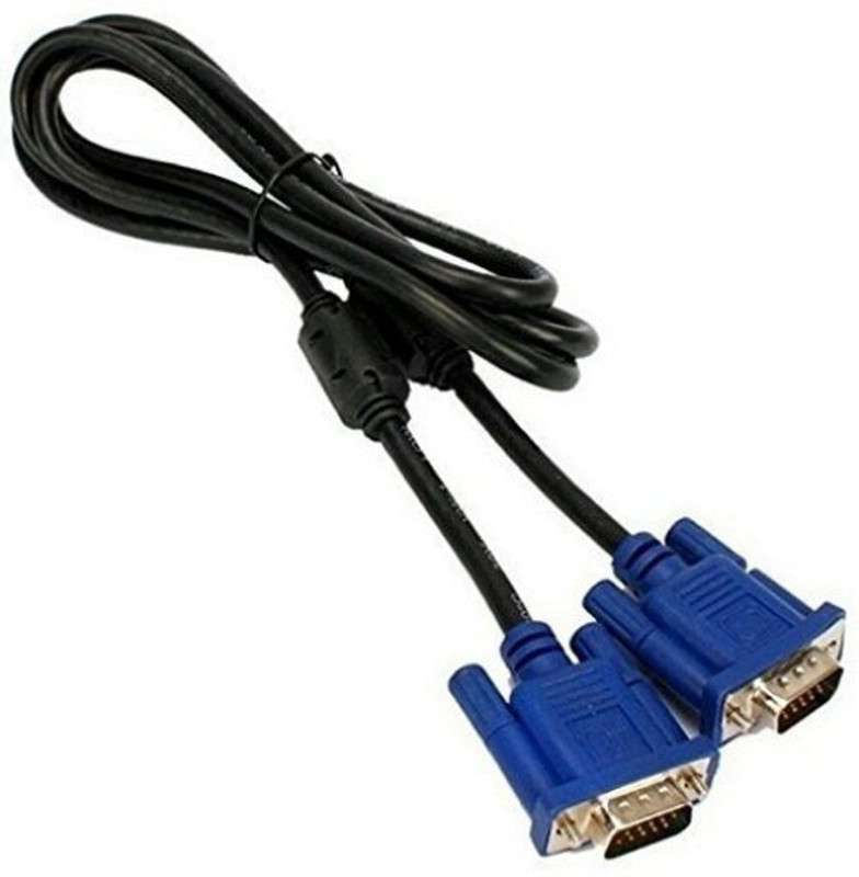 kathiriyas 15 Pin Male to Male Universal 5 m VGA Cable(Compatible with CPU, LCD, Monitor, LED, Black, One Cable)