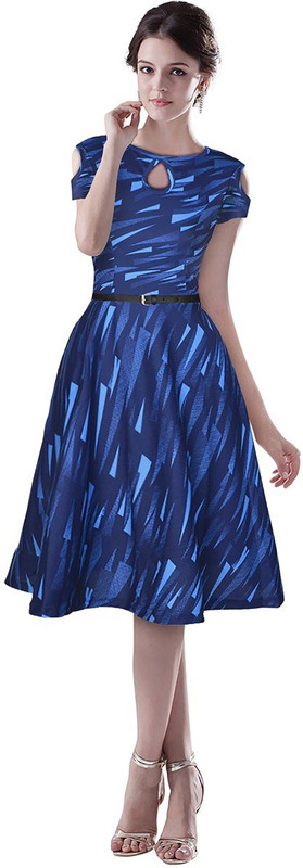 nariya Women Fit and Flare Blue Dress