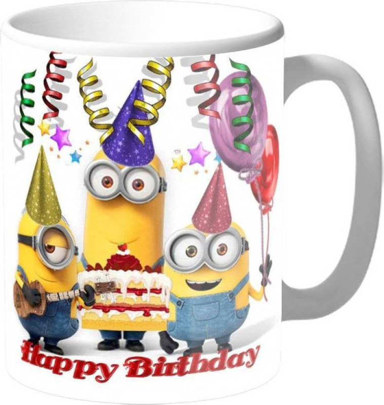 kraftidy Happy Birthday Minion's Party Ceramic Mug(350 ml)