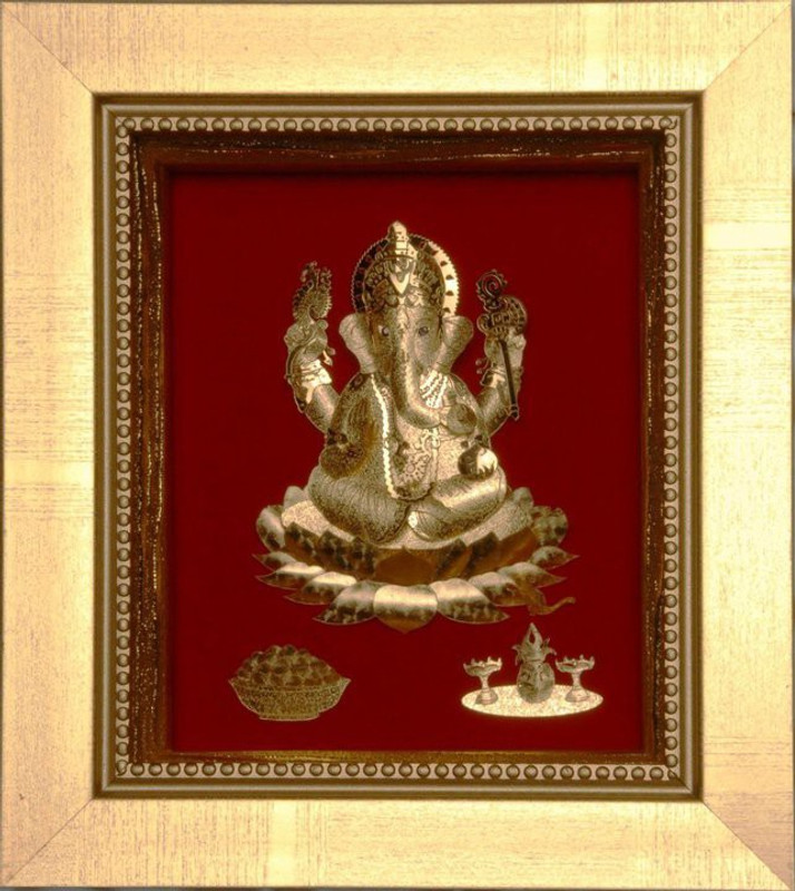 sona swiss Ganesh Frame 24k gold leaf Religious Frame