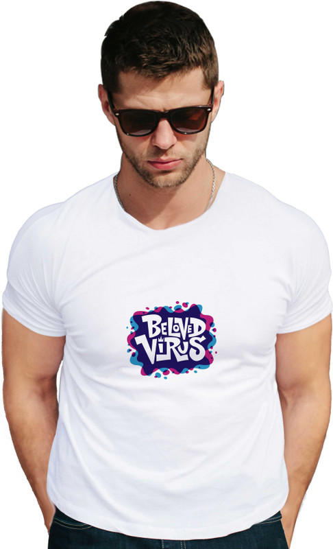 osw fabrics Printed Men Round Neck White T-Shirt