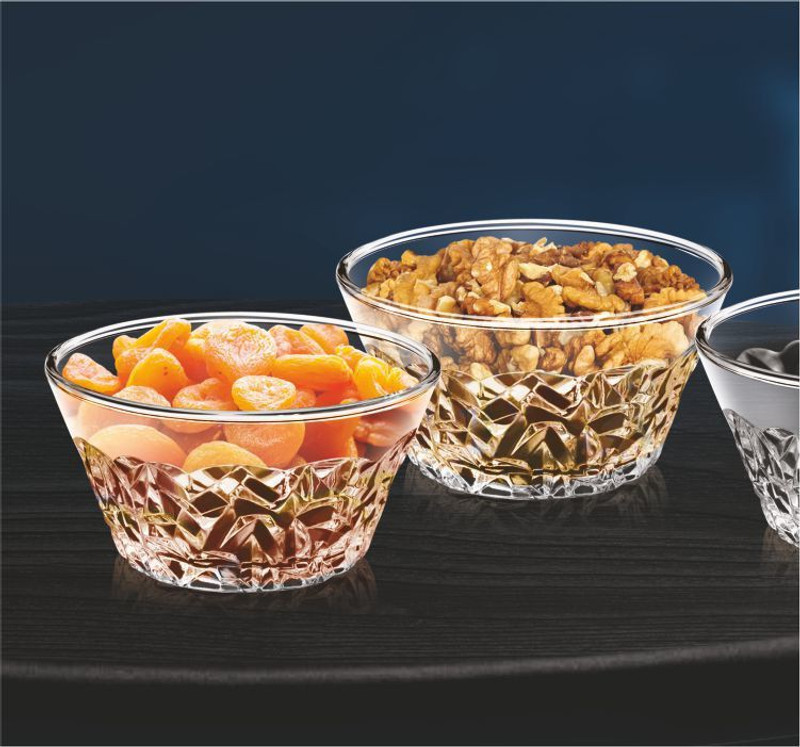 crescita Glass Dessert Bowl(Clear, Pack of 6)