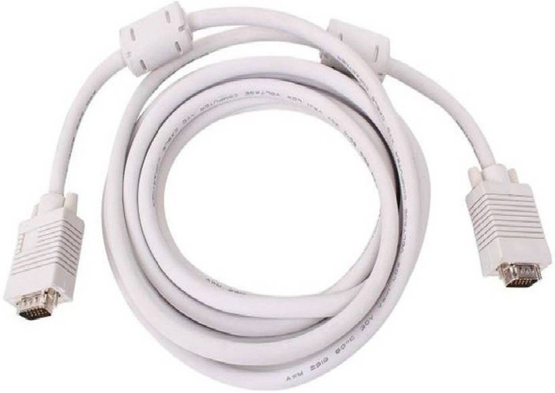 GIPTIP VGA Cable 4.50 Meters High Quality VGA 15 Pin Male-Male 4.5 m VGA Cable(Compatible with Computer, White, One Cable)