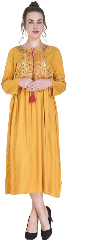pkyenterprises Women Pleated Yellow Dress