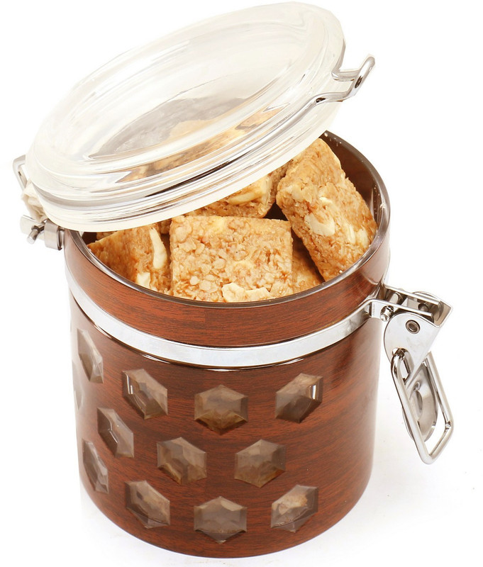 Ghasitaram Gifts Healthy Hampers-Premium Air Tight Wooden Acrylic Granula Bites Container Combo(2)