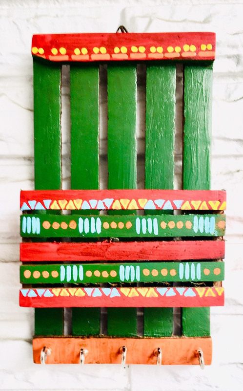 handmade pledge HP91 Wood Key Holder(5 Hooks, Green)