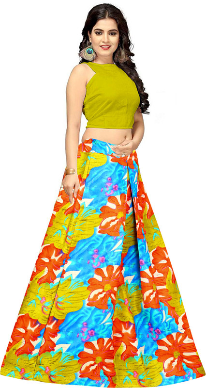 bandidhari fashion Printed Semi Stitched Lehenga & Crop Top(Multicolor)