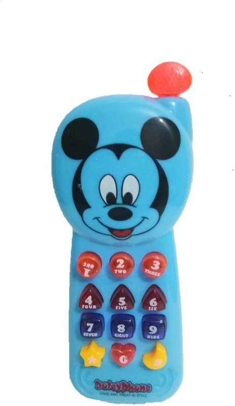 collectionmart Mickey Mouse Musical Mobile Phone Toy with Music & Lights(Blue)