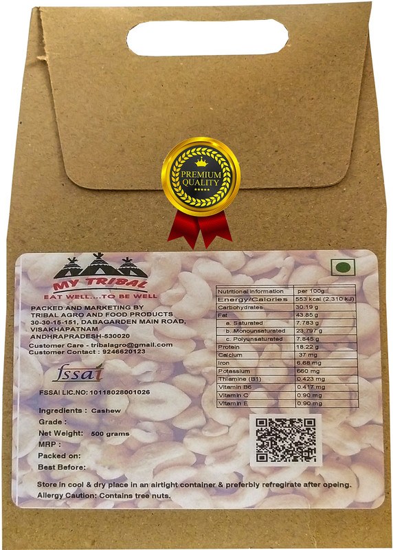 my tribal 100% natural and pure cashew(kaju) Cashews(500 g)
