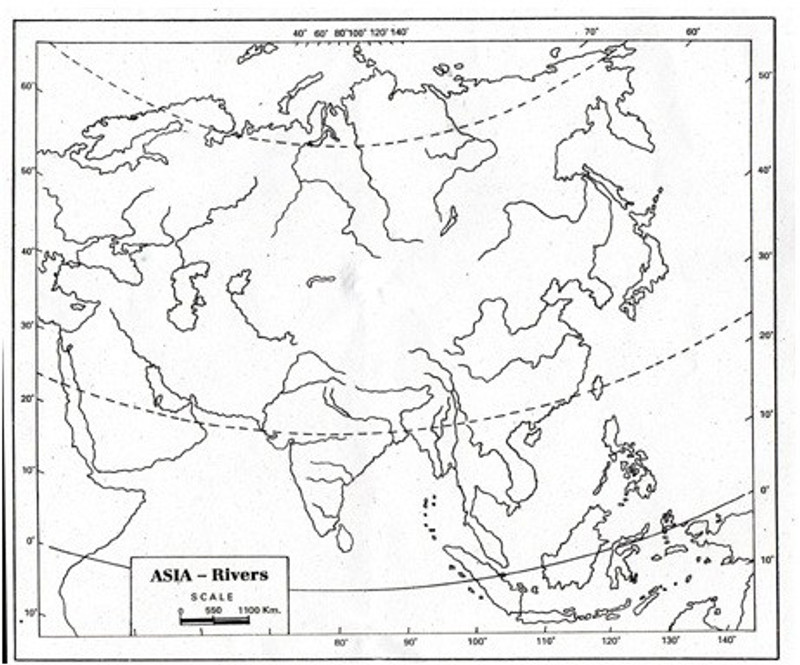 CRAFTWAFT RIVER MAP OF ASIA BLANK A4 Project Paper(Set of 100, White)