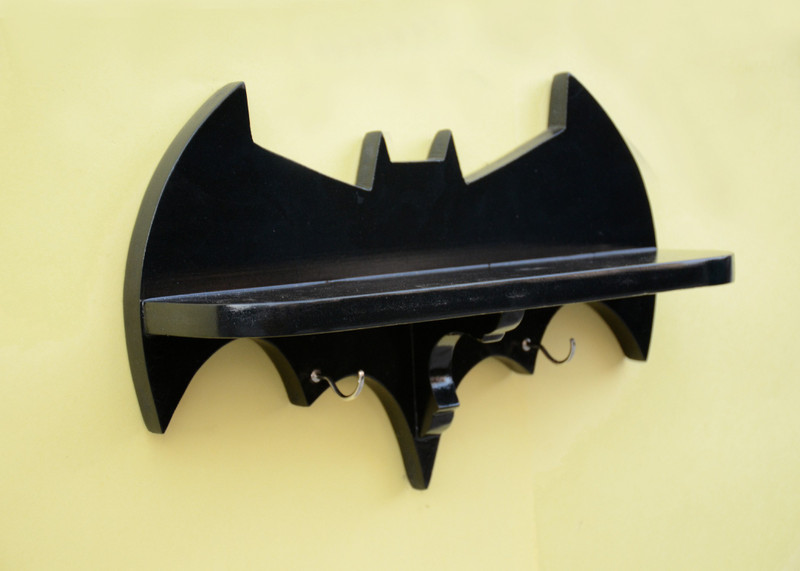 hafim batman keyholder plus shelf MDF (Medium Density Fiber) Wall Shelf(Number of Shelves - 1, Black)