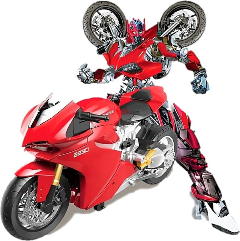 collectionmart One Key Transforming Remote Control Robot Motor Cycle for Kids(Red)