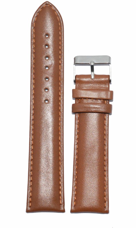 Kolet Plain Padded 20 mm Leather Watch Strap(Tan)