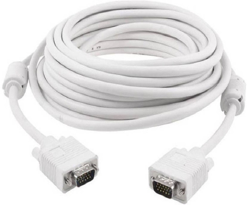 GIPTIP VGA Cable 21.25 Meters High Quality VGA 15 Pin Male-Male 21.25 m VGA Cable(Compatible with Computer, White, One Cable)