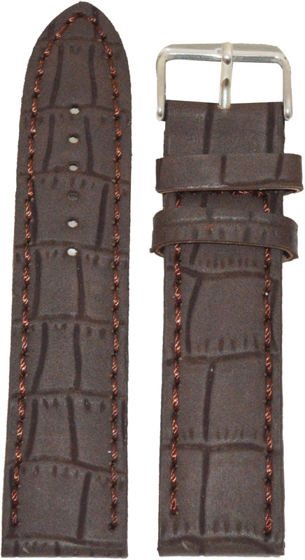 Kolet Croco Matte Finish 24 mm Leather Watch Strap(Brown)