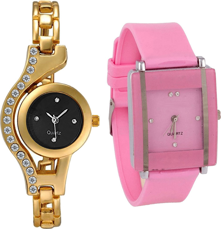 Buy NIKOLA Contemporary Collegian Chain Analogue Gold And Pink Color Girls And Women Watch G114 G14 Combo Of 2 combo watch Analog Watch For Girls Online at desertcartZimbabwe