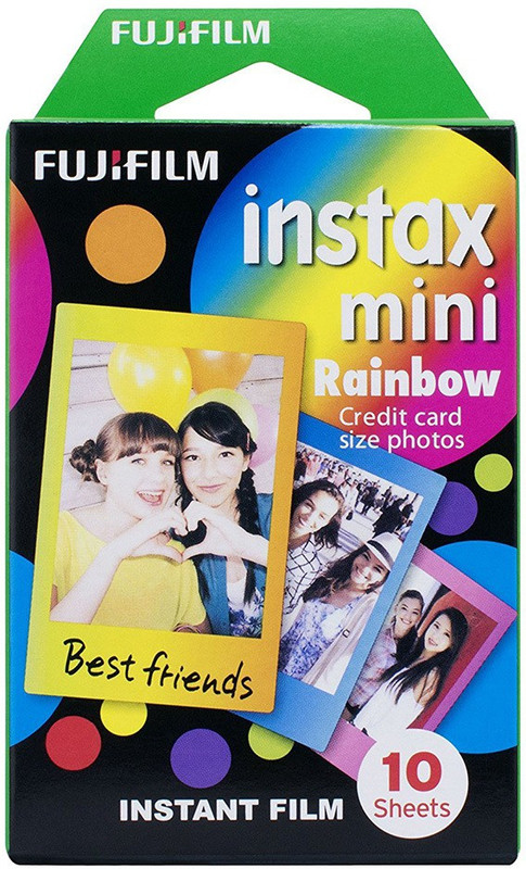Fujifilm Instax Mini Stripe, Rainbow, Macaron 30 Shots (10x3) with 20 Stickers Instant Film Roll(Yes 800 ISO Pack of 4)