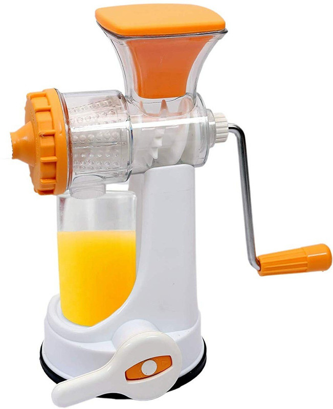kitchen storz Manual Polypropylene Hand Juicer | Manual Hand Juicer Mixer Grinder with Steel Handle | Smart Fruit & Vegetable Plastic Hand Juicer(White, Orange Pack of 1)