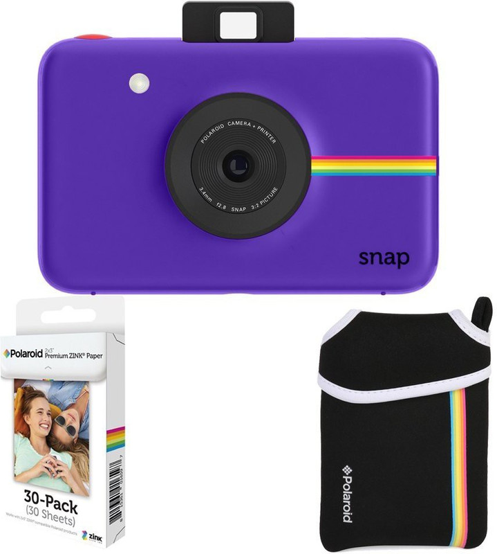 Polaroid Snap Instant Camera Purple with 2x3 Zink Paper (30 Pack) Neoprene Pouch Instant Camera(Purple)