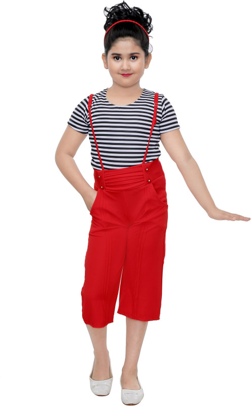 yashvi trends Girls Party(Festive) Top Dungaree(Red)