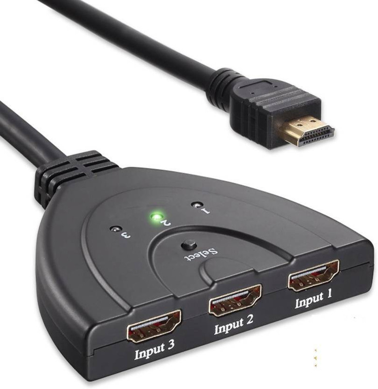 microware 3 Port HDMI Switch Auto Smart Hub box with 3 Input and 1 output for HDTV to Multi gadgets Media Streaming Device (Black) Media Streaming Device(Black)
