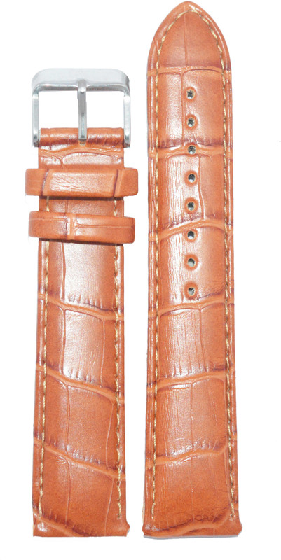 Kolet Croco Padded U22T 22 mm Leather Watch Strap(Tan)
