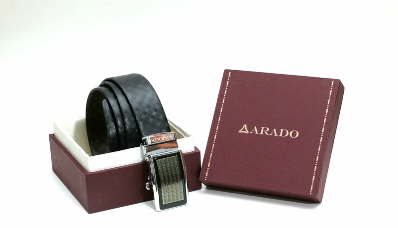 arado Men Evening, Formal Black Genuine Leather Reversible Belt