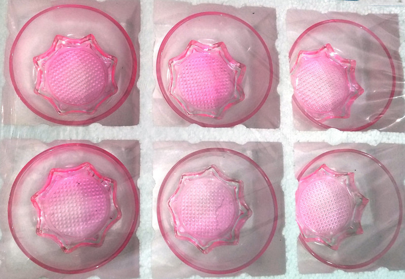 sonaji Glass Dessert Bowl(Pink, Pack of 6)