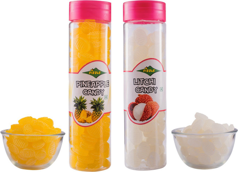 dizzle Pineapple Candy,Litchi Candy litchi and pineapple Candy(Pack of 2)
