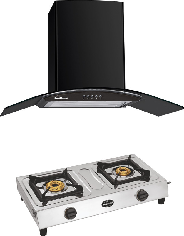 Sunflame CHIMNEY BELLA WITH 2 BURNER SHAKTI Wall Mounted Chimney(BLACK 1100 CMH)