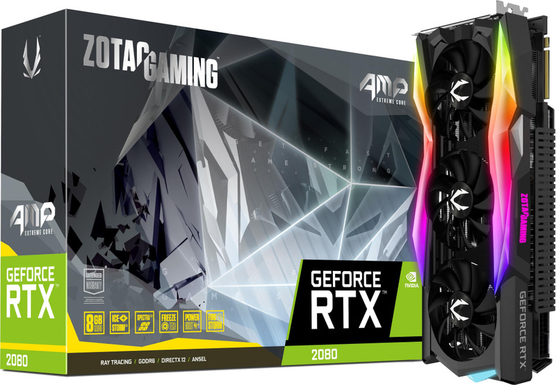 ZOTAC NVIDIA Gaming GeForce RTX 2080 AMP Extreme Core Edition 8 GB GDDR6 Graphics Card(Black, RGB)