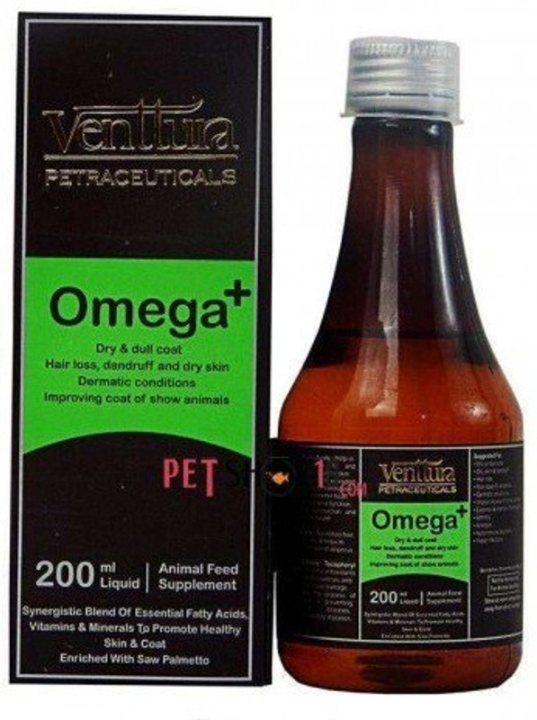 venttura PETRACEUTICALS , Omega + 200 ml , Dry and dull coat hair loss dandruff and dry skin dermatic conditions improving coat of show animals for skin and coat , control hair fall , Pet Health Supplements(200 ml)