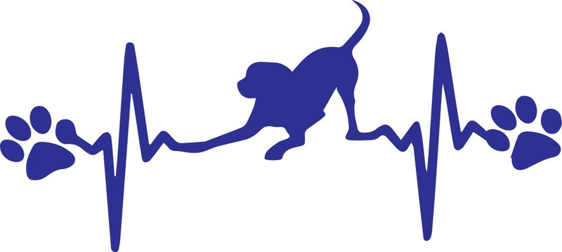 innoverainc Dog Heart Beat Paw Blue Normal Sticker for Bike and Car (6" by 1") Motorcycle Design Sticker(Pack of 1)