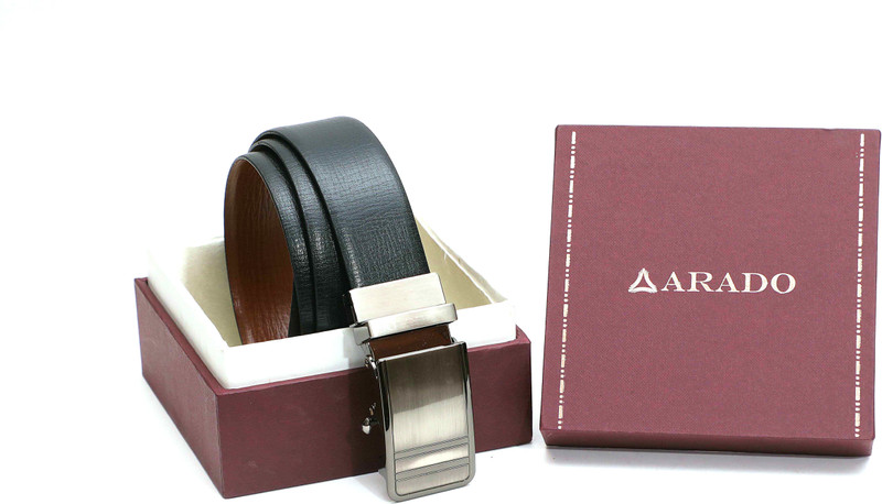 arado Men Evening, Formal Black Genuine Leather Reversible Belt