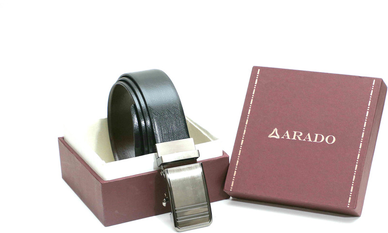 arado Men Evening, Formal Black Genuine Leather Reversible Belt