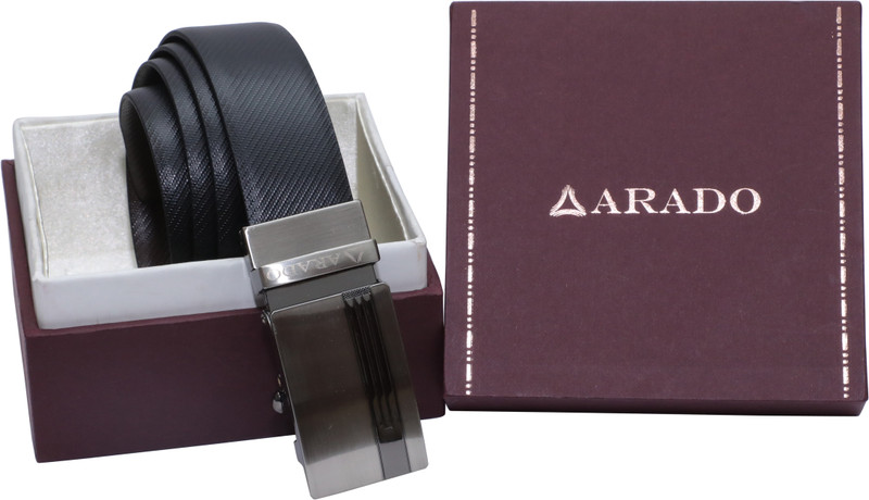 arado Men Evening, Formal Black Genuine Leather Reversible Belt