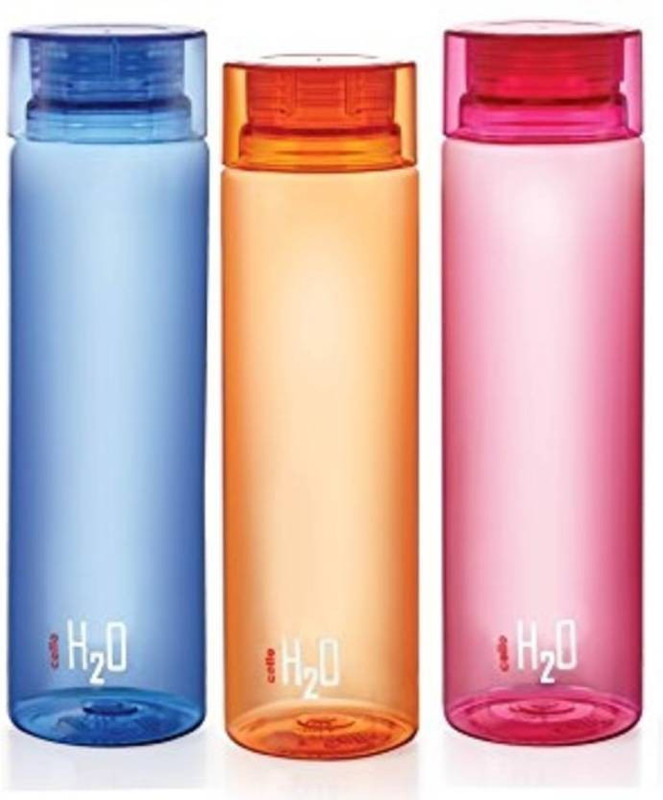 cello Unbreakable H20 Water Bottle 1000 ml Plastic Bottle(Pack of 3, Blue, Pink, Orange)