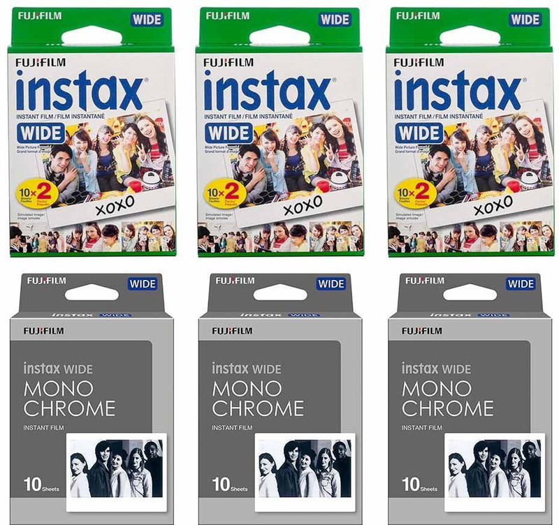 Fujifilm Instax Wide 60 Shots With Monochrome 30 Shots Instant Film Roll(Yes 800 ISO Pack of 6)