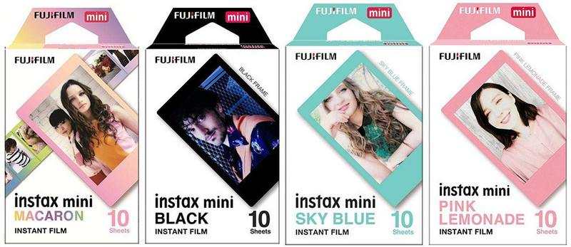 Fujifilm Instax Mini Macaron ,Black Border, Sky Blue and Pink Lemonade 40 Shots Instant Film Roll(Yes 800 ISO Pack of 4)
